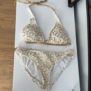 Guess gold and cream bikini never worn size medium